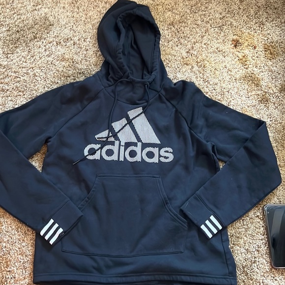 adidas Tops - SOLD Adidas  funnel neck hoodie black white